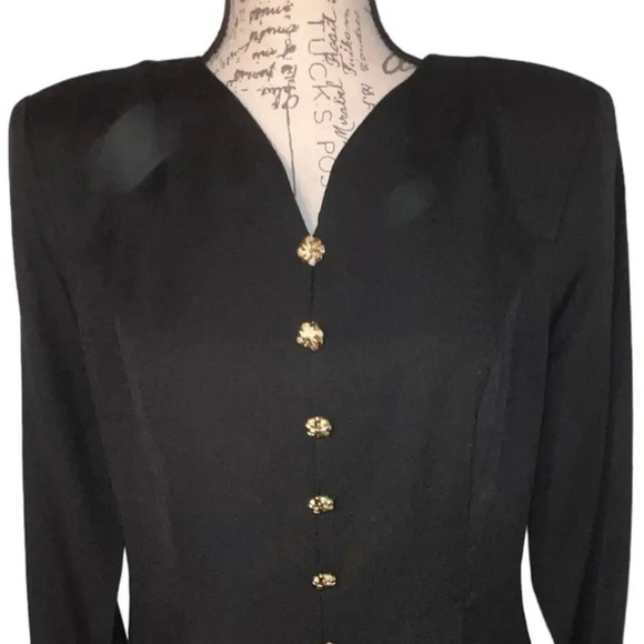 Melissa Petites size Large jacket skirt 1piece set black w/gold accent buttons  - Picture 2 of 9